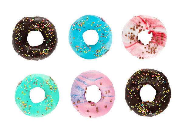 Fresh donuts isolated on white background