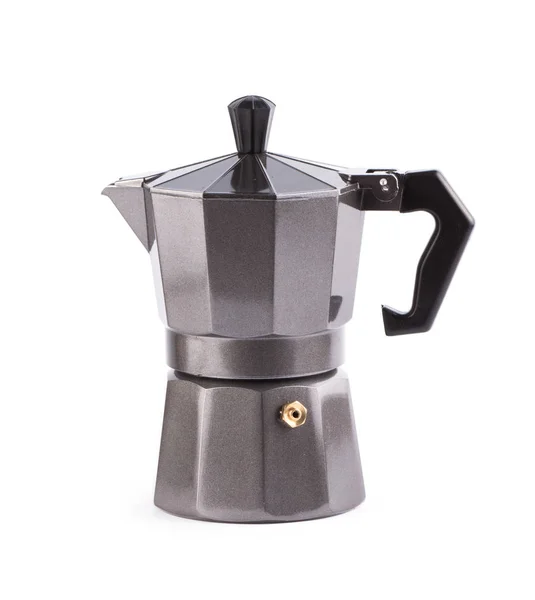 Gayzer kahve makinesi beyaz arka plan üzerinde izole