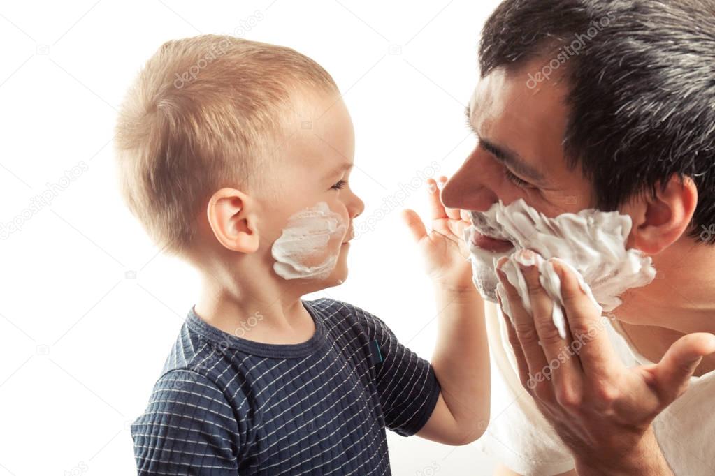 Father and son shaves