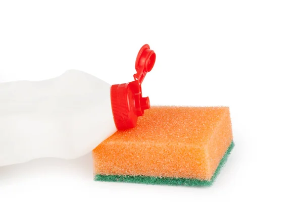 Detergente para platos con esponja —  Fotos de Stock