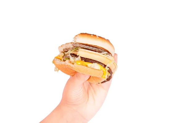 Hamburger frais à la main — Photo