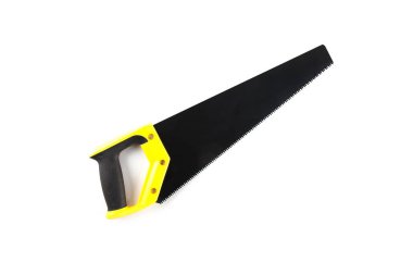 Beyaz arka plan üzerinde izole ahşap el testeresi
