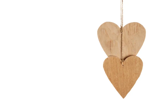 Wood hearts on rope — Stock Photo, Image