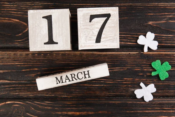 Salva il calendario del blocco bianco della data per il giorno di San Patrizio , — Foto Stock