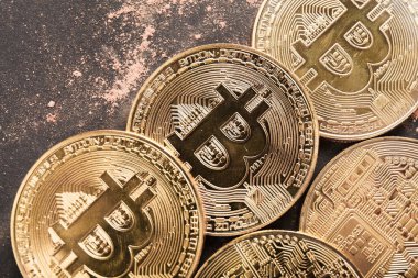 Bitcoin monet yakın çekim.