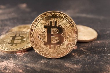 Bitcoin monet yakın çekim.