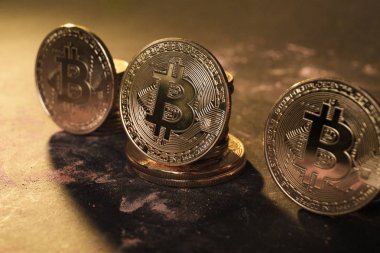 Bitcoin monet yakın çekim.