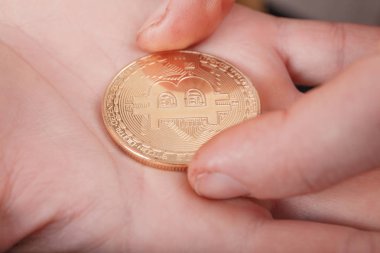 Bitcoin monet yakın çekim.