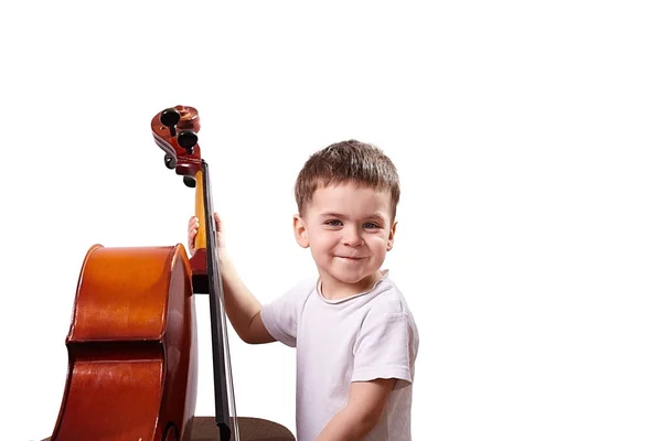 Menino com violoncelo — Fotografia de Stock