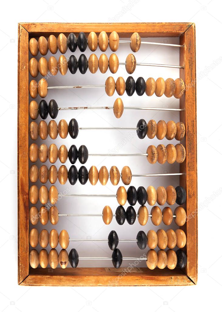 Old retro abacus isolated