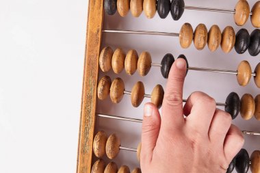 Arka plan üzerinde eski retro abacus