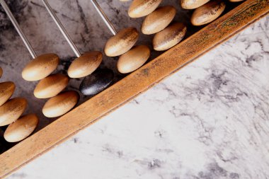 Arka plan üzerinde eski retro abacus
