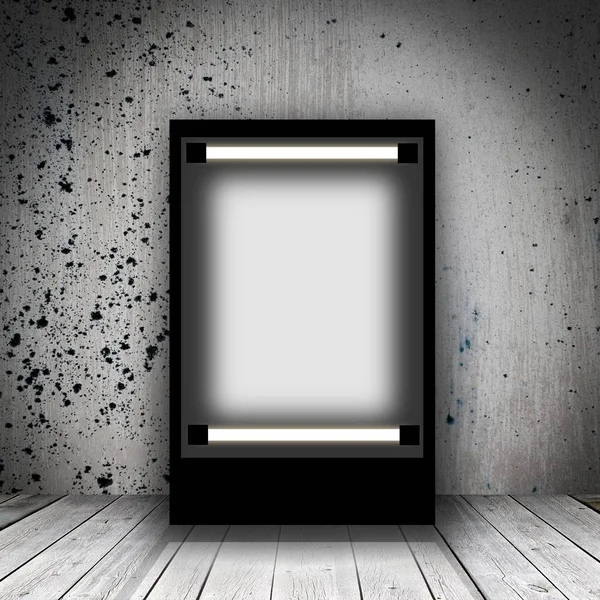 Reklamy Lightbox v prázdné místnosti — Stock fotografie
