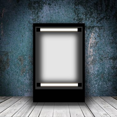 Boş odada lightbox reklam. Sahne arka plan