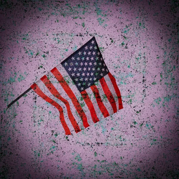 Parede Grunge Abstrata Com Bandeira Americana Fundo Riscado — Fotografia de Stock