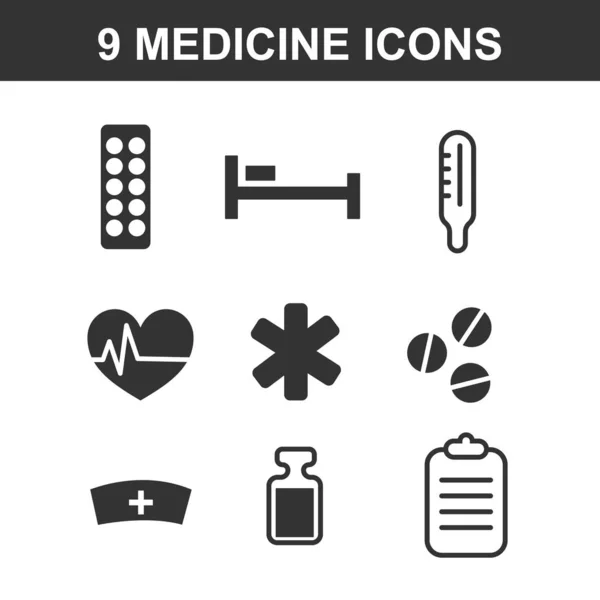 Medical pharmacy icons in flat style on white. Vector elements — Stock Vector