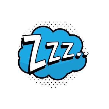 Zzz harfi, uyku, rüya. Çizgi roman ses efektleri. Vektör balonu simgesi konuşma cümlesi, çizgi film özel yazı tipi etiket ifadesi, sesler illüstrasyon.