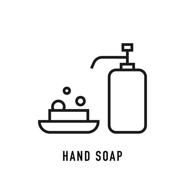 Icona sapone a mano in stile linea su sfondo bianco. Vettore — Vettoriale Stock