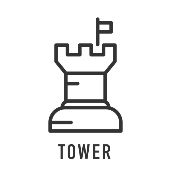 Castle tower. Vector icon grey — Stock Vector
