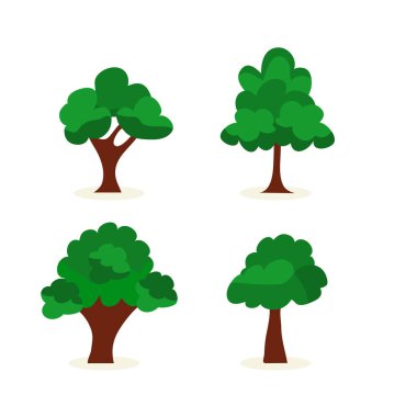 Düz ağaç ikonu çizimi. Ağaçlar Ormanı basit bitki silueti simgesi. Vektör illüstrasyonu