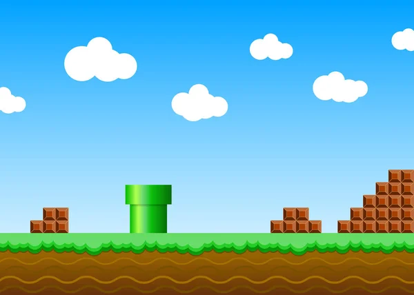 Antiguo fondo de videojuego retro. Ilustración vectorial — Vector de stock