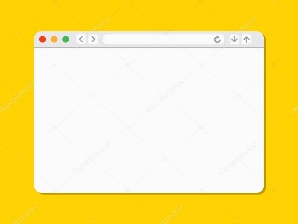 Web browser window. Computer or internet frame template design of flat page mockup. Vector