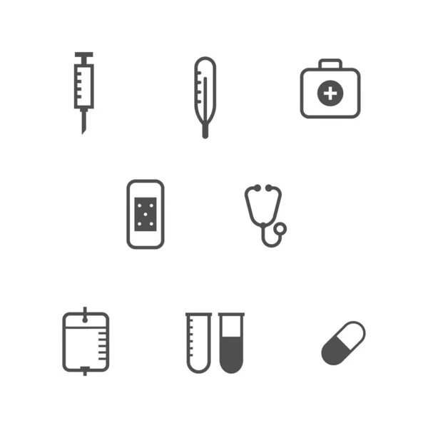 Icônes médicales sur fond blanc. Icône vectorielle — Image vectorielle