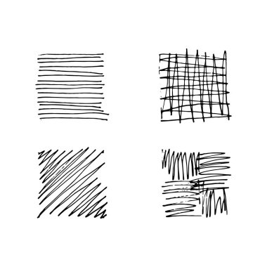 Taslak çizimi. Kalem karalama serbest çizim vuruşları tebeşirle çizilmiş siyah çizgi çizimi. Vektör