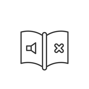 Muted book outline vector icon.