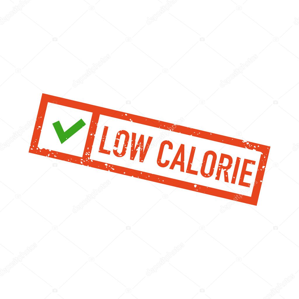 Low-calorie rubber vector stamp on white background