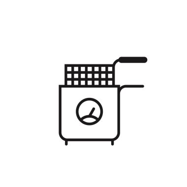 Fryer Simgesi beyazın üstünde. Derin Fryer. Vektör Sanatı