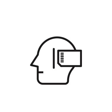 Hafıza kartı olan insan kafası. Beyaz arkaplanda vektör