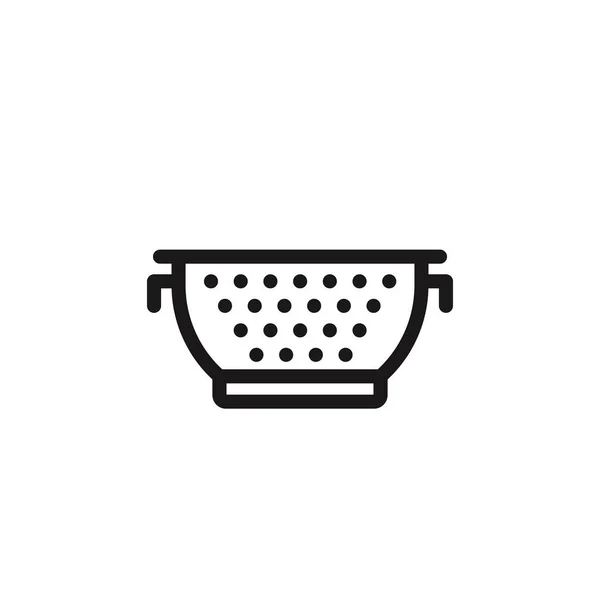 漏勺线图标 厨房和烹饪 过滤器符号矢量图形 一个线性模式在白色背景 Eps — 图库矢量图片