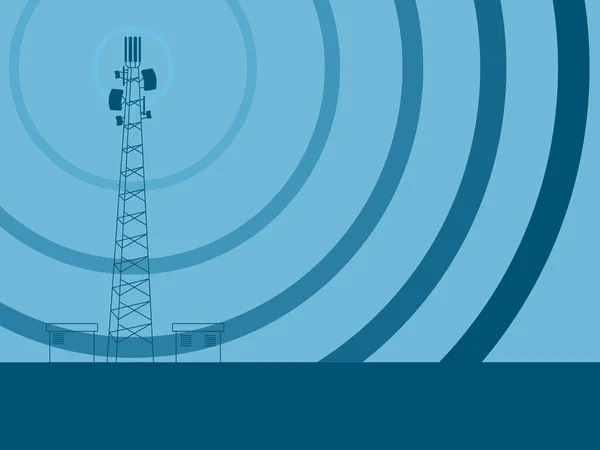 Torre Telecomunicazione Con Antenne Televisive Parabola Satellitare Sfondo Vettoriale Con — Vettoriale Stock