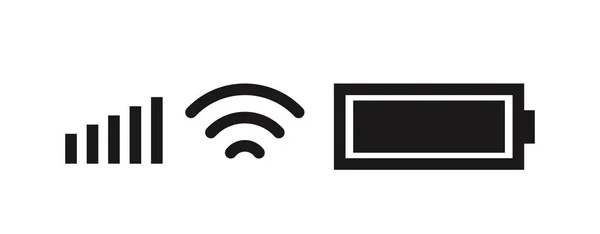 Mobilní Telefon Systémové Ikony Síla Signálu Wifi Úroveň Nabití Baterie — Stockový vektor