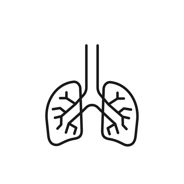 Lungs Icono Línea Plana Pictograma Delgado Vectorial Del Órgano Interno — Vector de stock