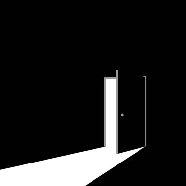 Kapıyı aç. Yeni kariyer, fırsatlar, iş girişimleri ve girişimin sembolü. İş konsepti. Vektör illüstrasyonu