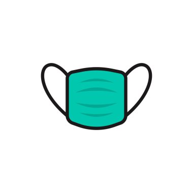 Cerrahi maske yassı ikonu. Beyaz üzerine vektör illüstrasyonu