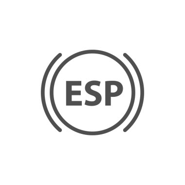 Esp simgesi. Elektronik stabilizasyon ve araba sembolü. Düz dizayn. Stok - Vektör illüstrasyonu