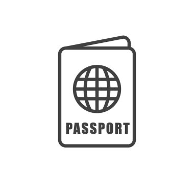 Beyaz arkaplanda Pasaport Simgesi Vektör Logo Şablonu