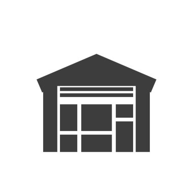 Lojistik - Beyaz arka planda Depo Simgesi. Vektör işareti