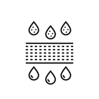 Su filtreleme simgesini bırak. Beyaz arkaplanda izole edilmiş web tasarımı için ana hatlı su filtreleme vektör simgesi