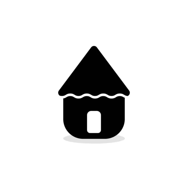 Ícone Cabana Vetorial Branco Símbolo Casa Africana —  Vetores de Stock