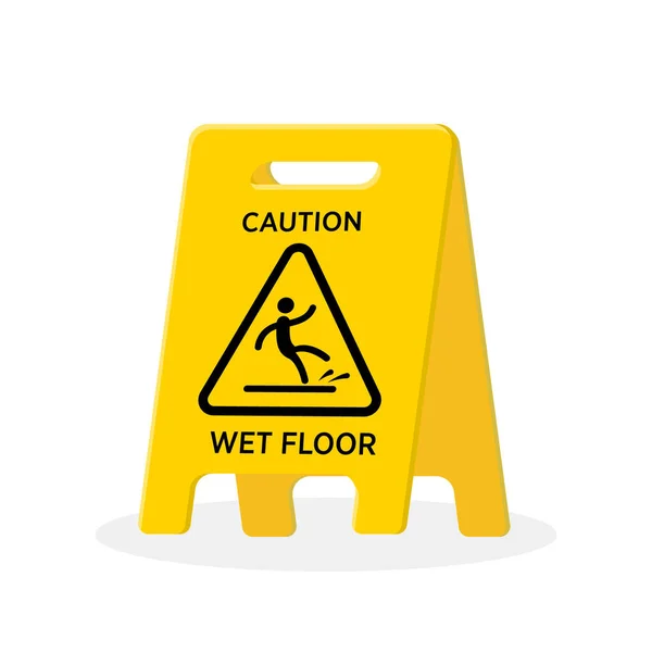 Wet Floor Sign White Isolated Flat Vector Illustration — Stock Vector