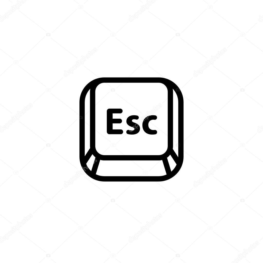 Esc (Escape) key icon. Keyboard button symbol, black and white outline drawing. Isolated vector illustration.