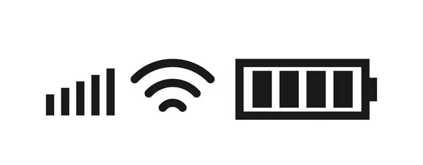 Mobilní Telefon Systémové Ikony Síla Signálu Wifi Úroveň Nabití Baterie — Stockový vektor