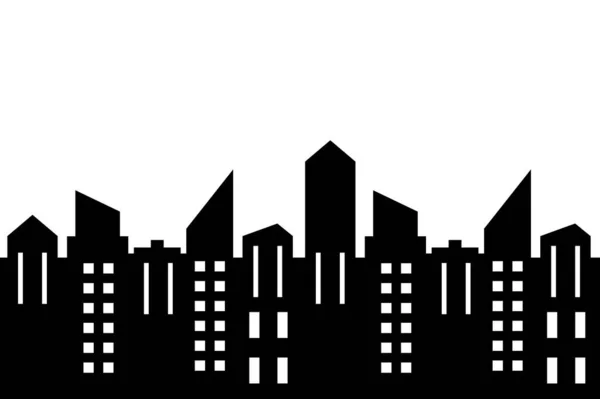 Schwarze Stadtsilhouette Auf Weiß Häusergruppe Vektorsymbol Gestaltungselement — Stockvektor