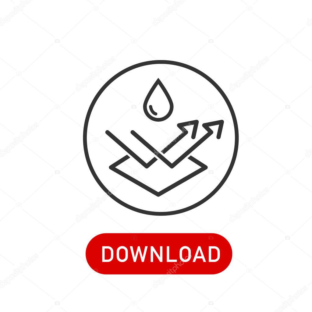 Water repellent surface icon, linear sign isolated on white background