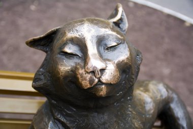 Bronz Yoshkin kedi heykel bileşimi