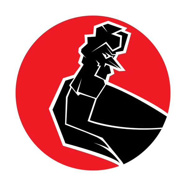 Vector Geïsoleerd Beeld Van Een Rode Haan Hoofd Logo Cirkel — Stockvector